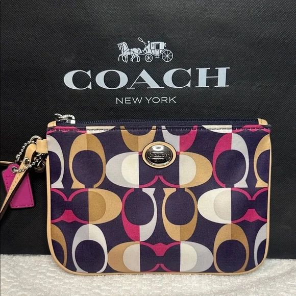 Coach Purple and Pink Patterned Wristlet - Picture 1 of 6